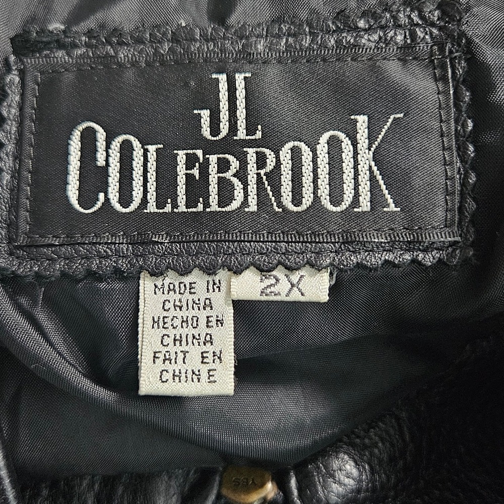 J.L. Colebrook Black Genuine Leather Belted Long Vest 2X Plus Size Vintage 90s - Picture 9 of 11